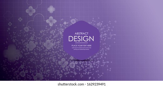 Abstract molecules background with purple cells and place for text. Vector illustration.
