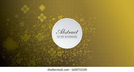Abstract molecules background with yellow cells and place for text. Vector illustration.