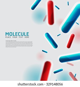 Abstract molecules, Bacteria, cell, virus design. Vector Medical scientific Atoms and biology cell.