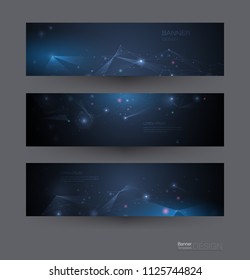 Abstract Molecules banners set with Circles,Lines,Geometric,Polygon. Vector design network communication background. Futuristic digital science technology concept for web banner template or brochure