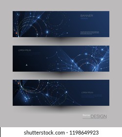 Abstract Molecules banners set with Circles,Lines,Geometric,Polygon. Vector design network communication background. Futuristic digital science technology concept for web banner template or brochure Abstract Molecules banners set with Circles,Lines,Geometric,Polygon. Vector design network communication background. Futuristic digital science technology concept for web banner template or brochure