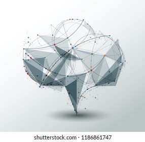Abstract Molecules with Circle, Line, Geometric,Polygon,Triangle pattern. Vector design network communication technology on bright,light gray background. Futuristic- digital science technology concept