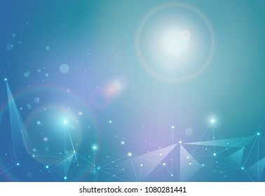 Abstract Molecules with Circles, Lines, Geometric, Polygon, Triangle pattern. Vector design network communication technology on green blue background. Futuristic- digital science technology concept