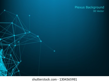 Abstract Molecules with Circles, Lines, Geometric, Polygon, Triangle pattern. Vector design network communication technology on dark blue background. Futuristic- digital science technology concept