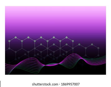 Abstract Molecules with Circles, Lines, Geometric, Polygon, Triangle pattern. Vector design network communication technology on dark blue background. Futuristic- digital science technology concept
