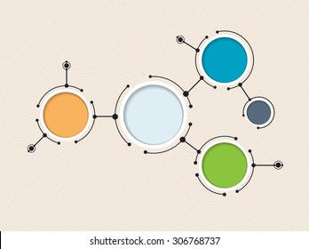 Abstract molecules and communication technology with integrated circles with  Blank space for your design. Vector illustration global social media concept.  Light gray color background.