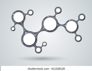 Abstract molecules and communication technology with integrated circles with Blank space for your design, Infographic. Vector illustration global social media concept. Light gray color background.