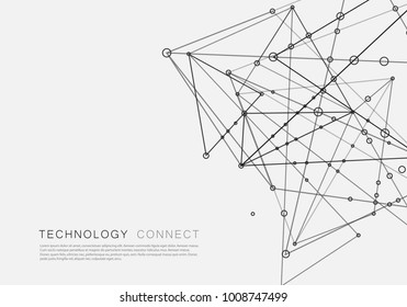 Abstract molecules connect design. Technology structure with connect elements dots and lines