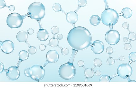 Abstract molecules design. Atoms. Molecular structure with blue spherical particles. Vector illustration
