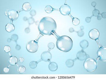 Abstract molecules design. Atoms. Molecular structure with blue spherical particles. Vector illustration
