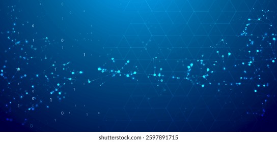 Abstract molecules design. Digital molecular structure in the flow of big data. Biotechnology concept for your design.