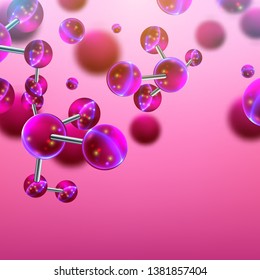Abstract molecules design. Vector illustration. Atoms. Medical background for banner or flyer