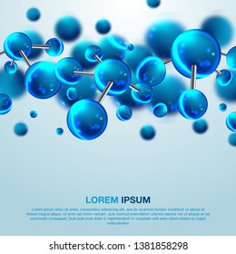 Abstract molecules design. Vector illustration. Atoms. Medical background for banner or flyer