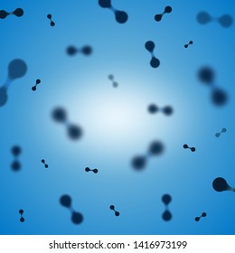 Abstract molecules design. Vector illustration. Atoms. Medical background for banner or flyer. Molecular structure with blue spherical particles.