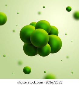 Abstract molecules design. Vector illustration. Eco friendly concept. Particles or atoms in the air.