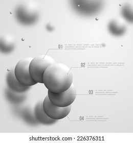 Abstract molecules design. Vector illustration. Group of atoms for chemical technology concept.