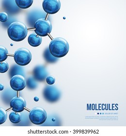 Abstract molecules design. Vector illustration. Atoms. Medical background for banner or flyer. Molecular structure with blue spherical particles. - Shutterstock ID 399839962
