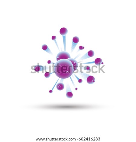 Abstract molecules design. Vector illustration. Atoms. Molecular structure with blue spherical particles.
