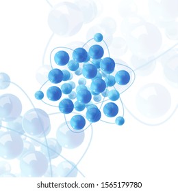Abstract molecules illustration. Futuristic atoms with spherical particles. Graphic concept for your design  