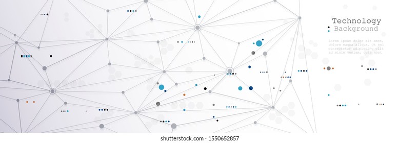 Abstract Molecules with line, node, geometric, low poly, polygon and triangle. Vector design network connection technology on bright gray background. Futuristic, science,  network technology concept