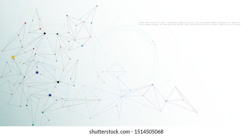 Abstract Molecules with line, node and triangle. Vector design network connection technology on bright gray background. Futuristic, science, network technology concept