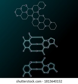 Abstract Molecules on black background,atom and science background