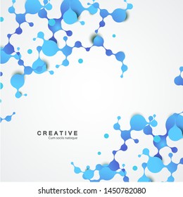 Abstract molecules structure with connect spherical particles. Vector illustration