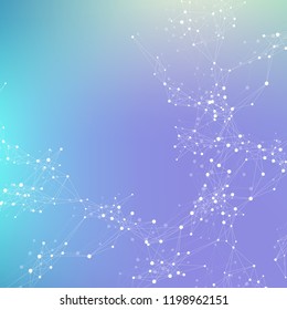 Abstract molecules structure design, atom, neurons. Medical background for banner or flyer. Molecular chemistry pattern, texture. Vector illustration