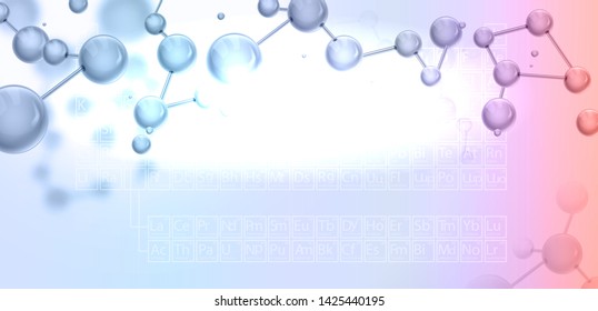 Abstract molecules structure with spherical particles. Vector illustration, great for science, medical background, website banner or flyer.