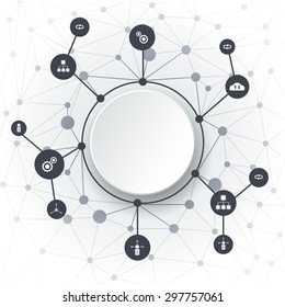 Abstract molecules.Communication technology and integrated circles with  Blank space for your design. Vector illustration social media,Cloud Computing and Networks concept. Light gray color background