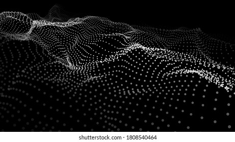 Abstract Molecural background. Particles wave. Science background. Space abstract. Futuristic point wave. 3D abstract digital wave particles. Landscape background vector. Vector illustration.