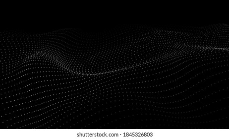 Abstract Molecural background. Particles wave. Science background. Space abstract. Futuristic point wave. 3D abstract digital wave particles. Landscape background vector. Vector illustration.