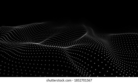 Abstract Molecural background. Particles wave. Science background. Space abstract. Futuristic point wave. 3D abstract digital wave particles. Landscape background vector. Vector illustration.