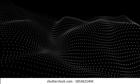 Abstract Molecural background. Particles wave. Science background. Space abstract. Futuristic point wave. 3D abstract digital wave particles. Landscape background vector. Vector illustration.