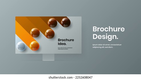 Abstract monitor mockup banner concept. Bright presentation design vector layout.