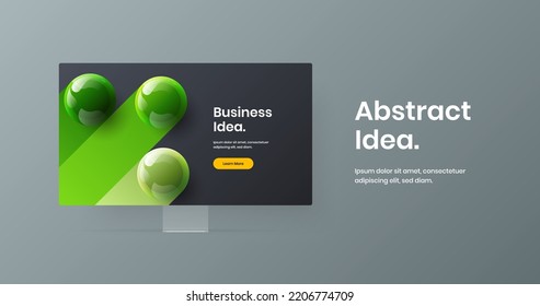 Abstract monitor mockup presentation concept. Colorful web banner design vector template.