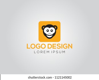 abstract monkey design concept zoo, vet service vector logo design template
