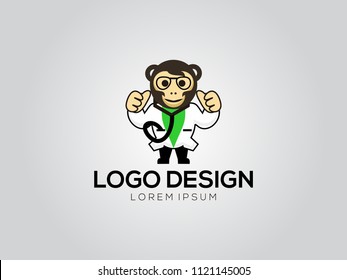 abstract monkey design concept zoo, vet service vector logo design template