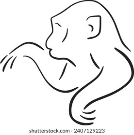 Abstract Monkey Icon for a business logo - Premium hand drawn Monkey Illustration in Black - Vector logo icon illustration design