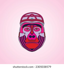 Abstract monkey Ornate isolated vector illustration Colored Hand drawn Zentangle