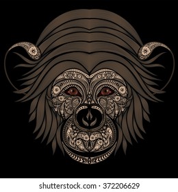 Abstract monkey patterns on a black background