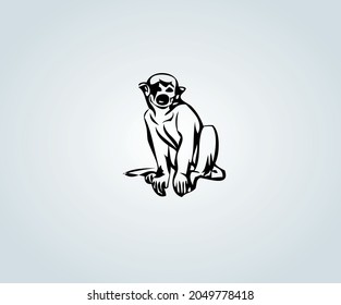 Abstract monkey in silhouette for illustration