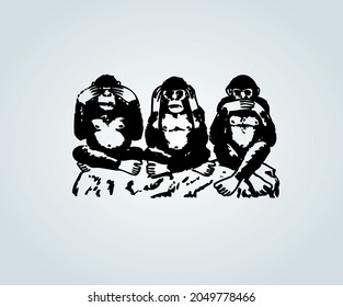 Abstract monkey in silhouette for illustration