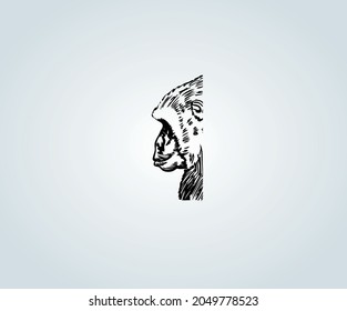 Abstract monkey in silhouette for illustration