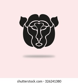 Abstract monkey symbol, design element. Can be used for invitations, greeting cards, scrapbooking, print, labels, emblems, manufacturing. Animal theme