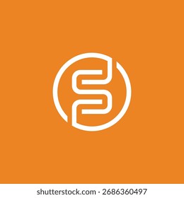 Modelo de vetor de design de logotipo de linha monocromática abstrata letra inicial círculo S