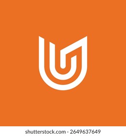Modelo de vetor de design de logotipo U da letra monocromática abstrata