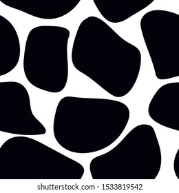 Abstract monochrom seamless pattern with large spots. Trend fashion design 2020. Endless background. Black and white vector illustration.