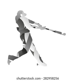 Abstract monochromatic baseball player