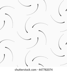 Abstract monochromatic dotted pattern. Vector seamless texture with spirals
